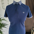 Ladies Fred Perry Navy Polo Shirt – Geometric Woven Collar | UK 10