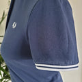 Ladies Fred Perry Navy Polo Shirt – Geometric Woven Collar | UK 10